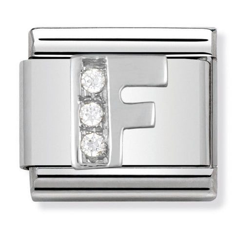 Nomination Composable Classic Link 330301/06 Letter F with CZ in 925 Silver