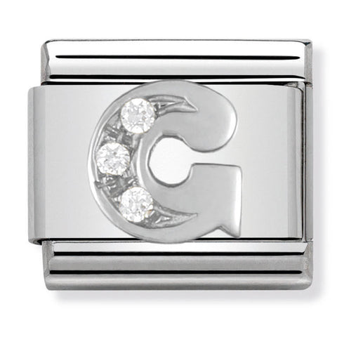 Nomination Composable Classic Link 330301/07 Letter G with CZ in 925 Silver