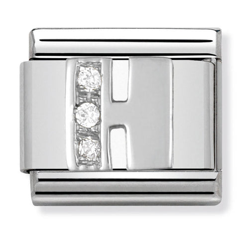 Nomination Composable Classic Link 330301/08 Letter H with CZ in 925 Silver