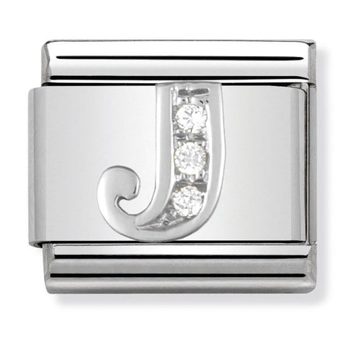 Nomination Composable Classic Link 330301/10 Letter J with CZ in 925 Silver