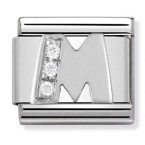 Nomination Composable Classic Link 330301/13 Letter M with CZ in 925 Silver