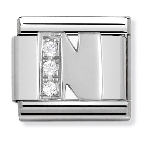 Nomination Composable Classic Link 330301/14 Letter N with CZ in 925 Silver