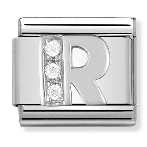 Nomination Composable Classic Link 330301/18 Letter R with CZ in 925 Silver
