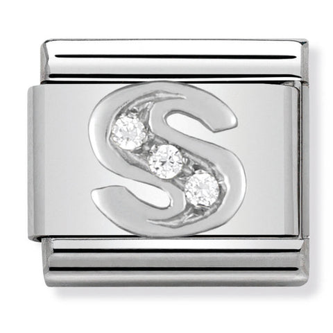 Nomination Composable Classic Link 330301/19 Letter S with CZ in 925 Silver