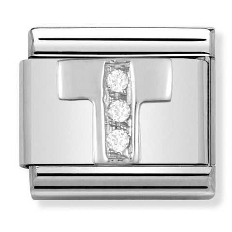 Nomination Composable Classic Link 330301/20 Letter T with CZ in 925 Silver