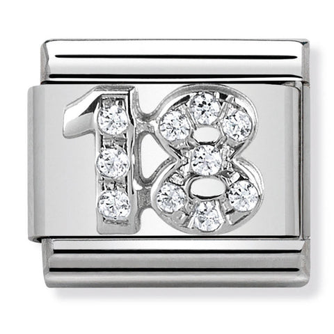 Nomination Composable Classic Link 330304/18 Number 18 with CZ in 925 Silver