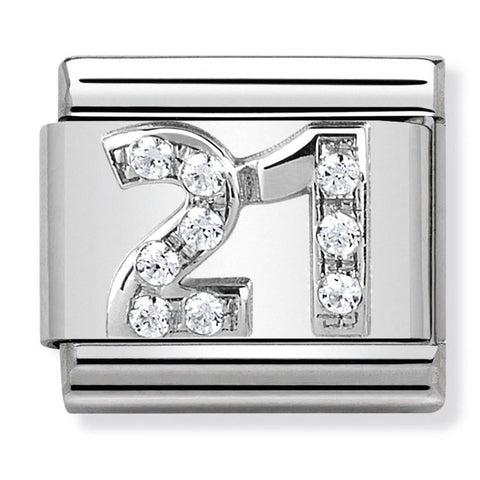 Nomination Composable Classic Link 330304/19 Number 21 with CZ in 925 Silver