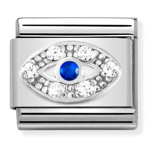Nomination Composable Classic Link 330304/43 Eye with White & Blue CZ in Silver