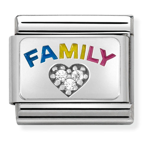 Nomination Composable Classic Link 330306/08 Family with CZ Heart in 925 Silver