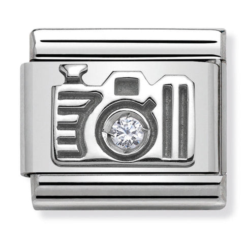 Nomination Composable Classic Link 330311/06 Camera with White CZ in 925 Silver