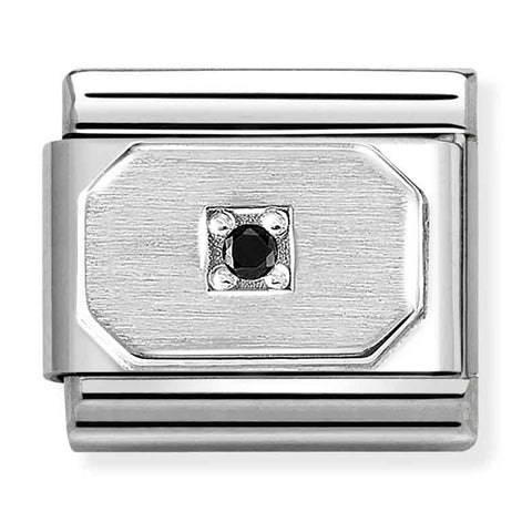 Nomination Composable Classic Link 330311/18 Rectangle with Black CZ in 925 Silver