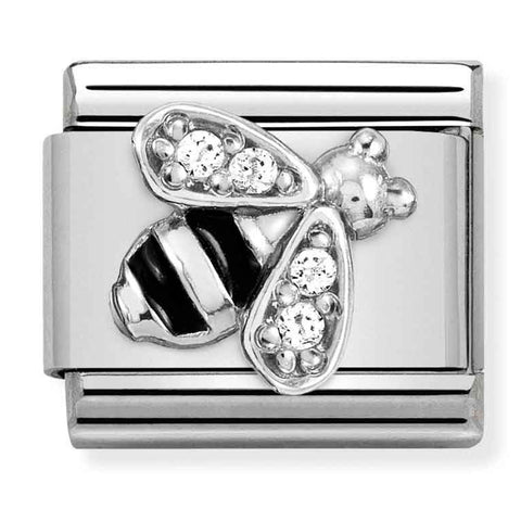 Nomination Composable Classic Link 330321/02 Bee Black Enamel & CZ in Silver