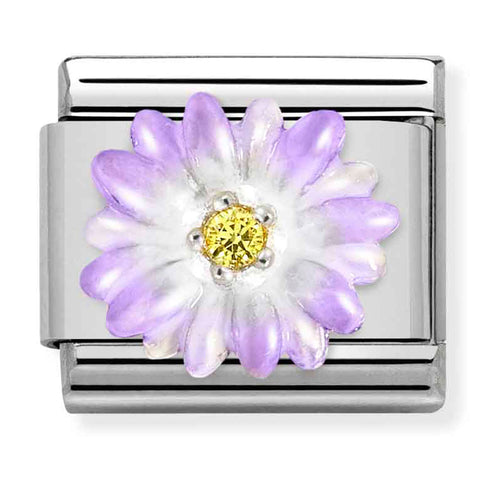 Nomination Composable Classic Link 330321/03 Enamel Purple Flower in 925 Silver