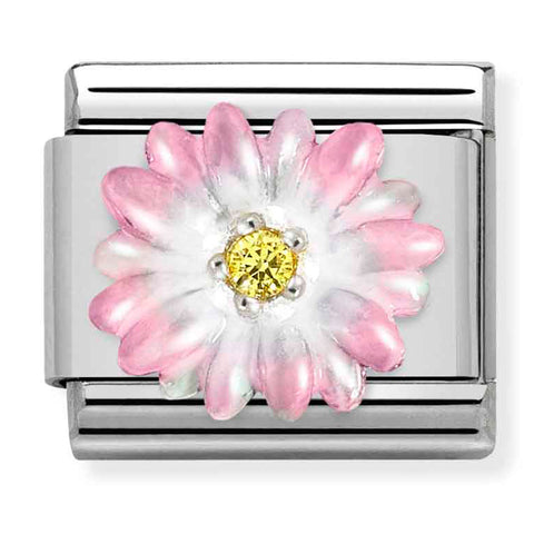 Nomination Composable Classic Link 330321/05 Enamel Pink Flower in 925 Silver