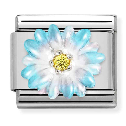 Nomination Composable Classic Link 330321/06 Enamel Blue Flower in 925 Silver