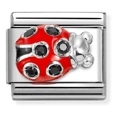 Nomination Composable Classic Link 330321/11 Ladybug with Red Enamel in 925 Silver & CZ