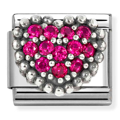 Nomination Composable Classic Link 330327/08 Heart in 925 Silver & Red CZ