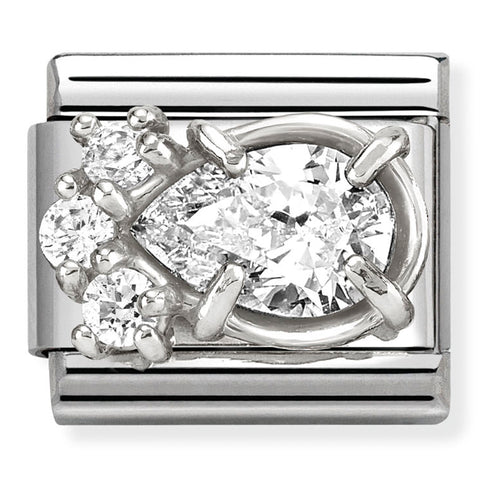 Nomination Composable Classic Link 330329/01 White CZ Raised Drop in 925 Silver