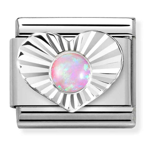 Nomination Composable Classic Link 330508/38 Pink Opal in Silver Heart