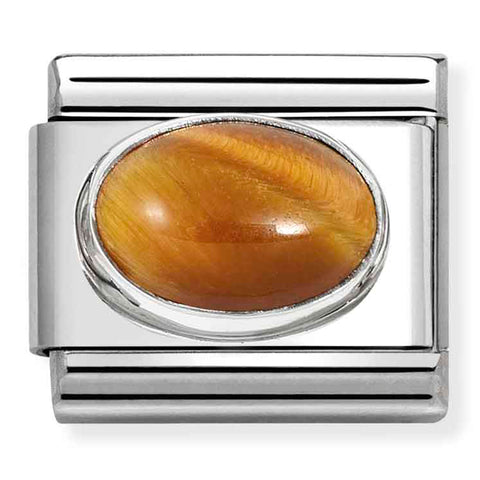Nomination Composable Classic Link 330510/41 Oval Tiger Eye Stone in 925 Silver