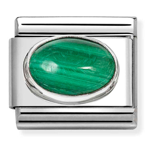Nomination Composable Classic Link 330510/48 Oval Malachite Stone in 925 Silver