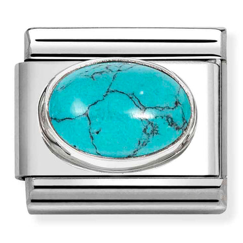 Nomination Composable Classic Link 330510/49 Oval Veined Turquoise Stone in 925 Silver