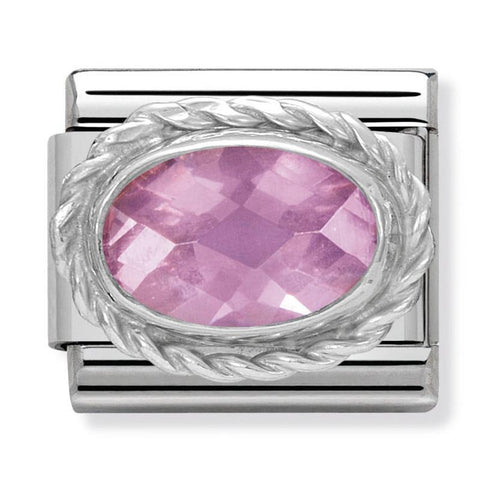 Nomination Composable Classic Link 330604/003 Faceted Pink Oval CZ in 925 Silver