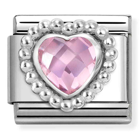Nomination Composable Classic Link 330606/003 Pink CZ Heart in 925 Silver