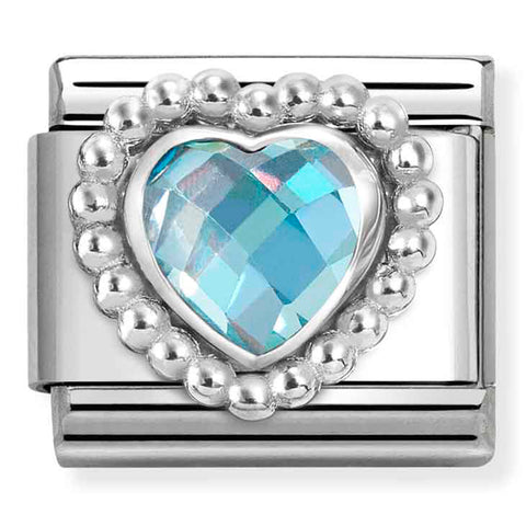 Nomination Composable Classic Link 330606/006 Light Blue CZ Heart in 925 Silver