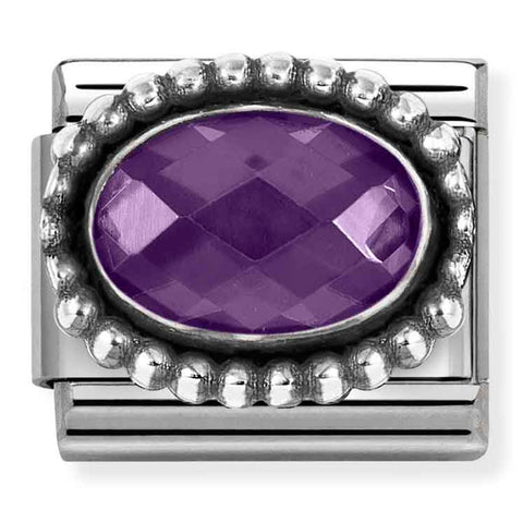 Nomination Composable Classic Link 330607/001 Oval Faceted Violet CZ in 925 Silver