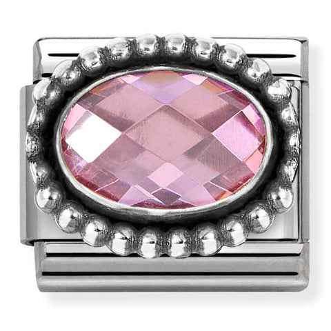Nomination Composable Classic Link 330607/003 Oval Faceted Pink CZ in 925 Silver