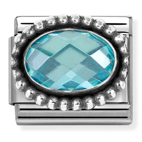 Nomination Composable Classic Link 330607/006 Oval Faceted Light Blue CZ in 925 Silver