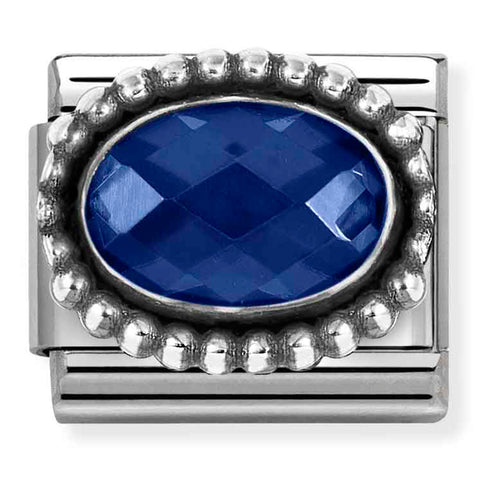 Nomination Composable Classic Link 330607/007 Oval Dark Blue CZ in 925 Silver