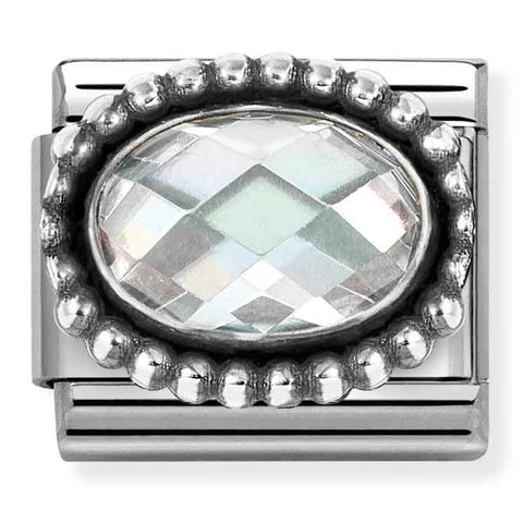 Nomination Composable Classic Link 330607/010 Oval White CZ in 925 Silver