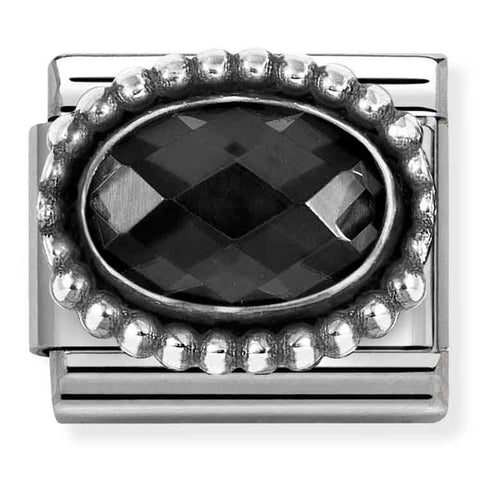 Nomination Composable Classic Link 330607/011 Oval Black CZ in 925 Silver