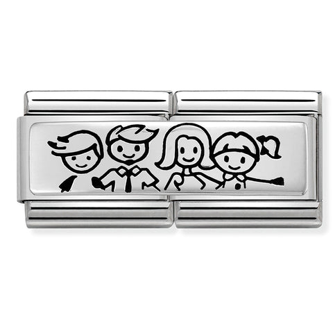 Nomination Composable Classic Double Link 330710/36 Family with Son & Daughter in 925 Silver