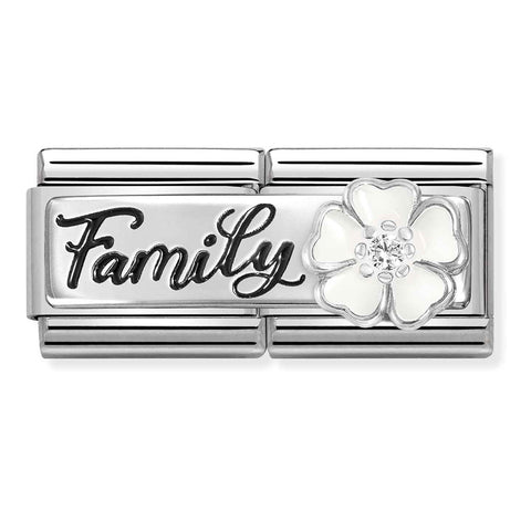 Nomination Composable Classic Double Link 330734/17 Family with White Flower in 925 Silver