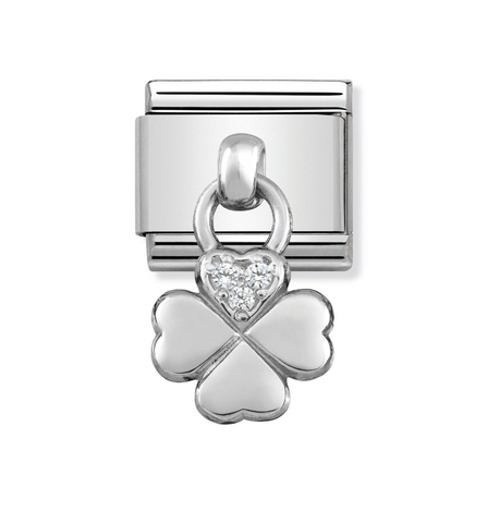 Nomination Composable Classic Link 331800/02 Four Leaf Clover Charm with CZ & 925 Silver