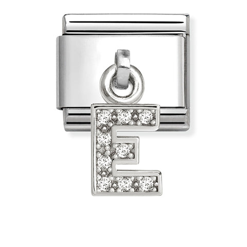Nomination Composable Classic Link 331818/05 Letter E Charm with CZ in 925 Silver