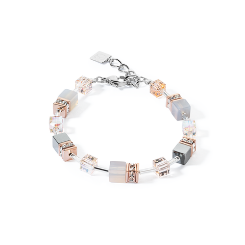 Coeur de Lion GeoCube Agate & Rose Gold Stainless Steel Bracelet