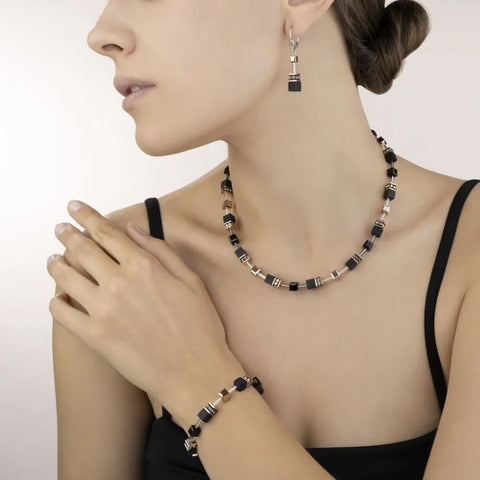Coeur de Lion GeoCube Rose Gold and Onyx Bracelet