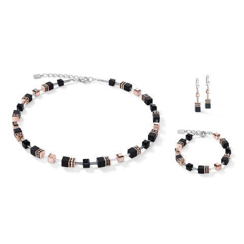 Coeur de Lion GeoCube Rose Gold and Onyx Bracelet