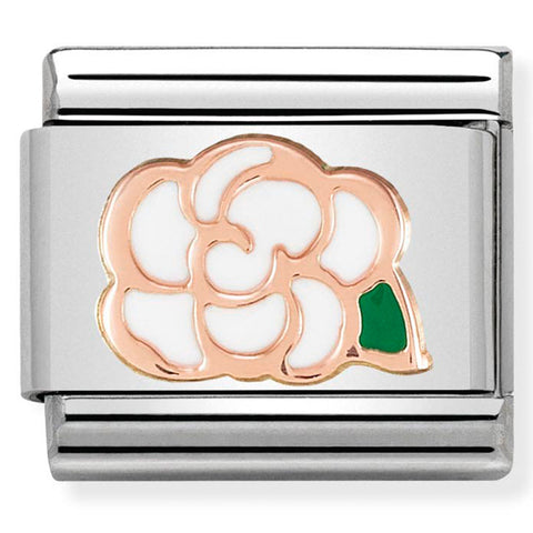 Nomination Composable Classic Link 430202/02 Camellia in 9K Rose Gold & Enamel