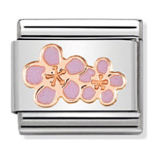 Nomination Composable Classic Link 430202/03 Peach Flowers in 9K Rose Gold
