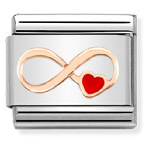 Nomination Composable Classic Link 430202/12 Infinity Red Heart in 9K Rose Gold