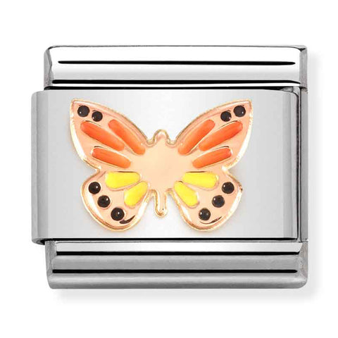 Nomination Composable Classic Link 430202/17 Colourful Butterfly in 9K Rose Gold