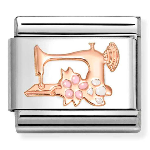 Nomination Composable Classic Link 430202/28 Sewing Machine 9K Rose Gold and Enamel