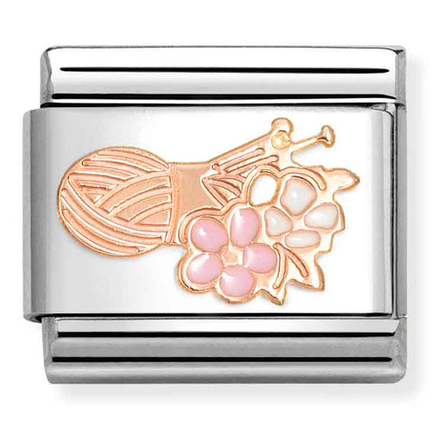 Nomination Composable Classic Link 430202/29 Wool & Knitting Needles 9K Rose Gold and Enamel