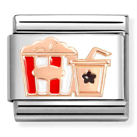 Nomination Composable Classic Link 430202/33 Popcorn 9K Rose Gold and Black Enamel