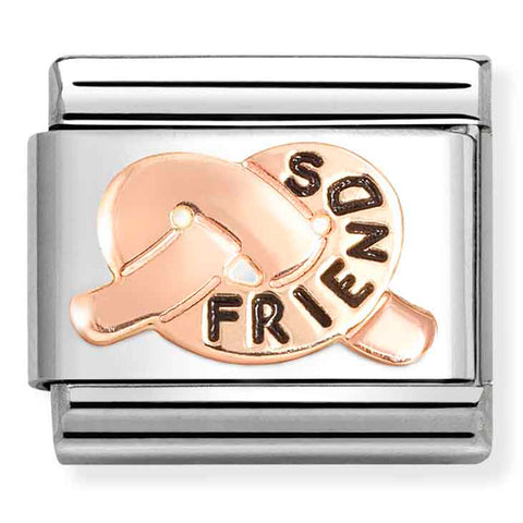 Nomination Composable Classic Link 430202/36 Friends Knot 9K Rose Gold and Black Enamel